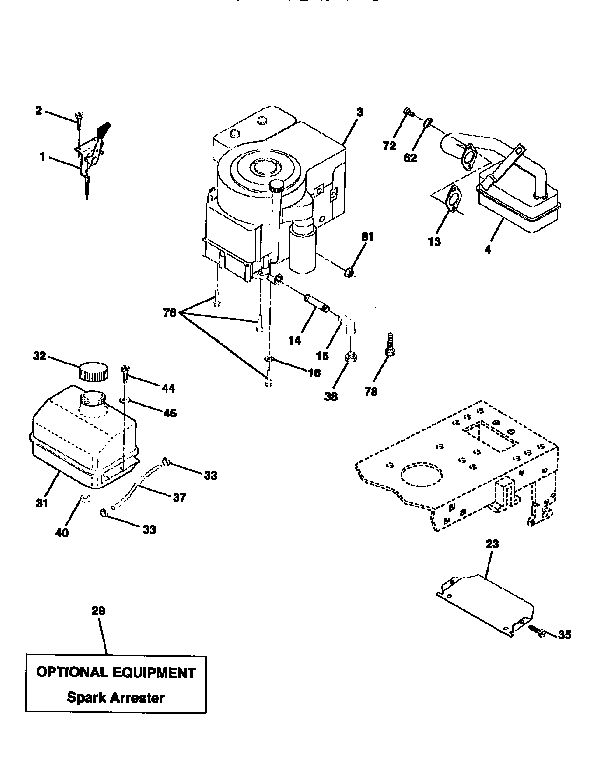 Engine Diagram and Parts List for 917256460  Craftsman Lawn Tractor