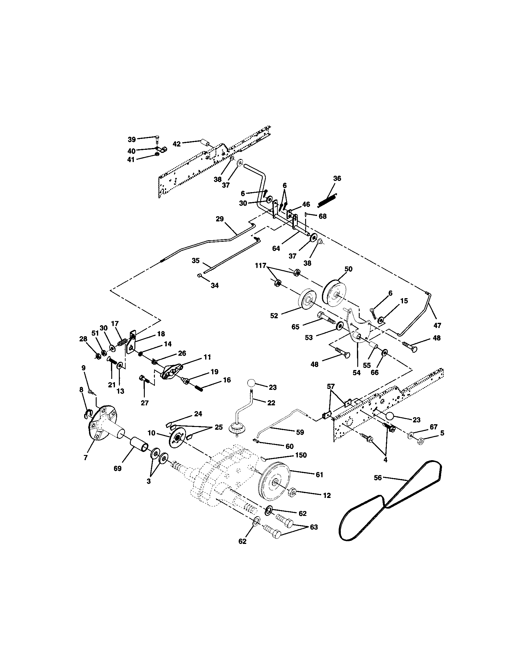 Ground Drive Diagram and Parts List for 917274953  Craftsman Lawn Tractor