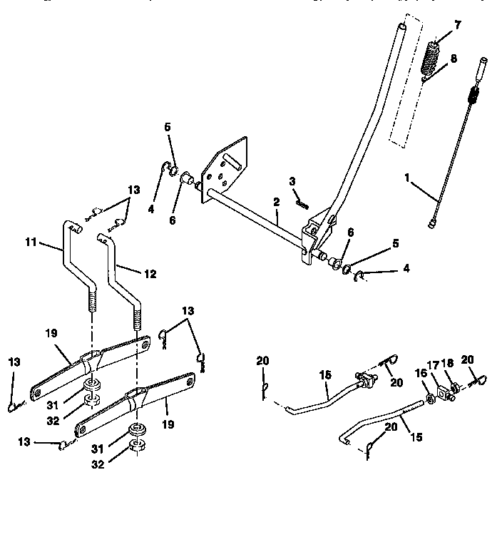 Lift Diagram and Parts List for 917258111  Craftsman Lawn Tractor