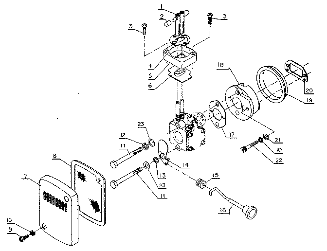 Air Filter And Insulator Assembly Diagram and Parts List for 271281611  Craftsman Trimmer