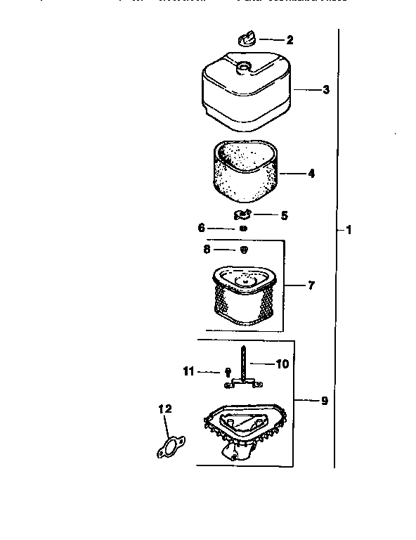 Air Intake (div.71/501) Diagram and Parts List for 501CV15S-41526  Craftsman Engine