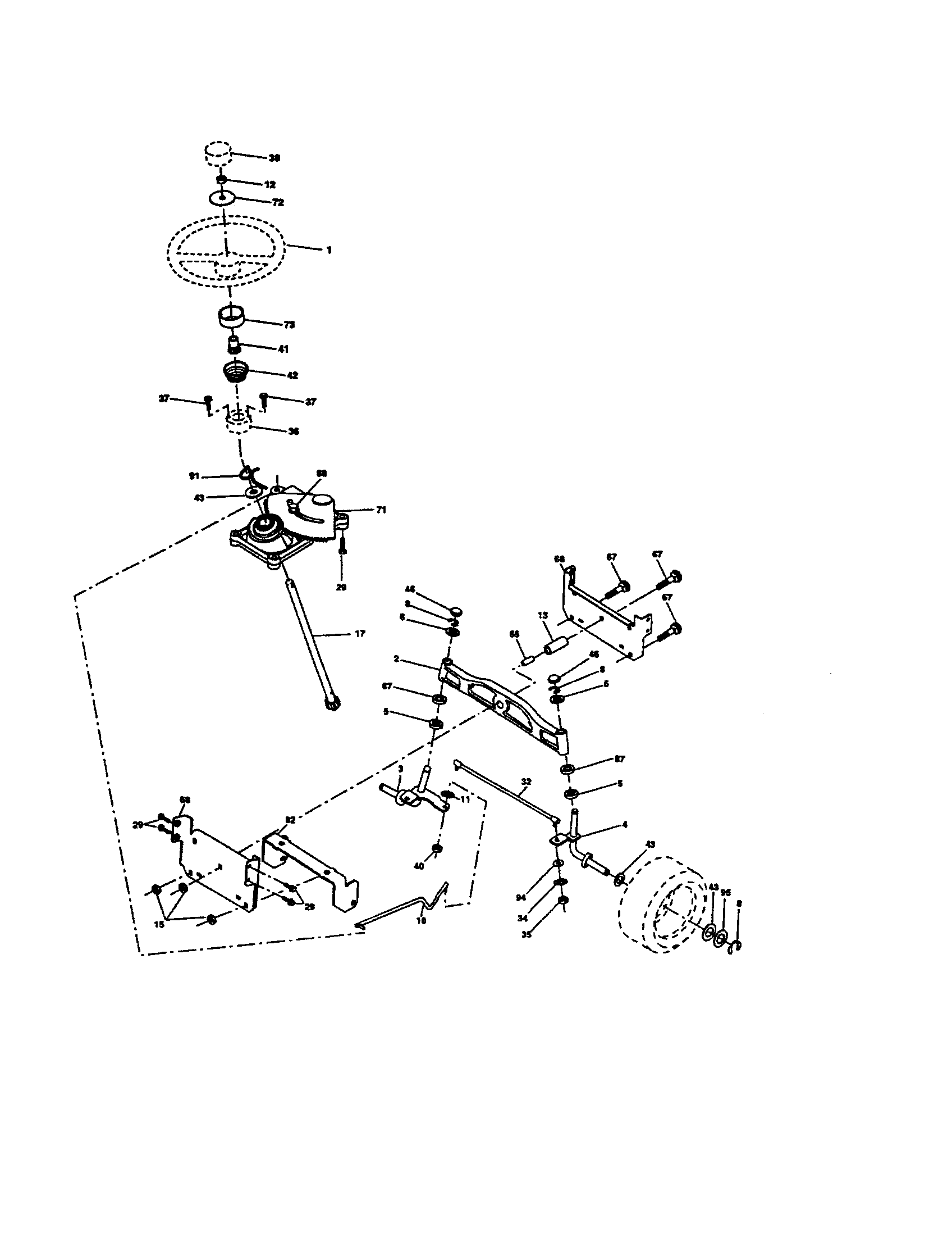 Steering Diagram and Parts List for 917274033  Craftsman Lawn Tractor