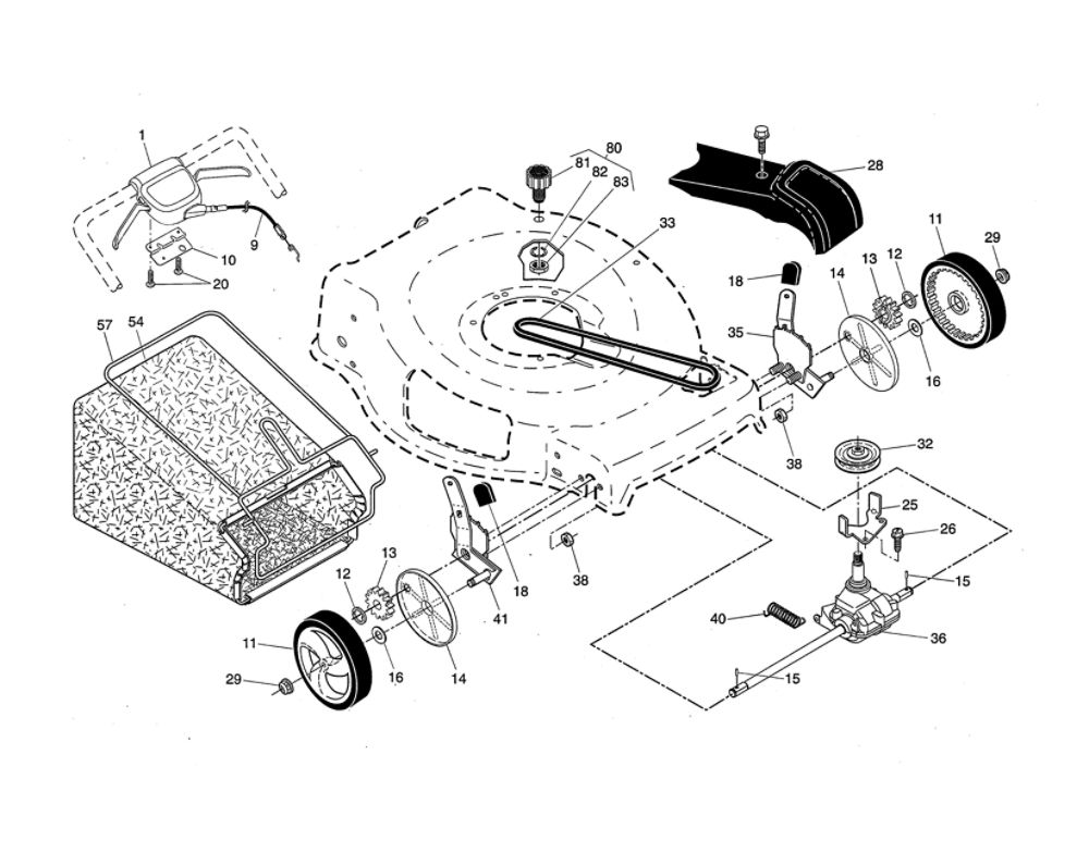 Drive Control/Gear Case/Wheels Diagram and Parts List for 944101781  Craftsman Lawn Mower