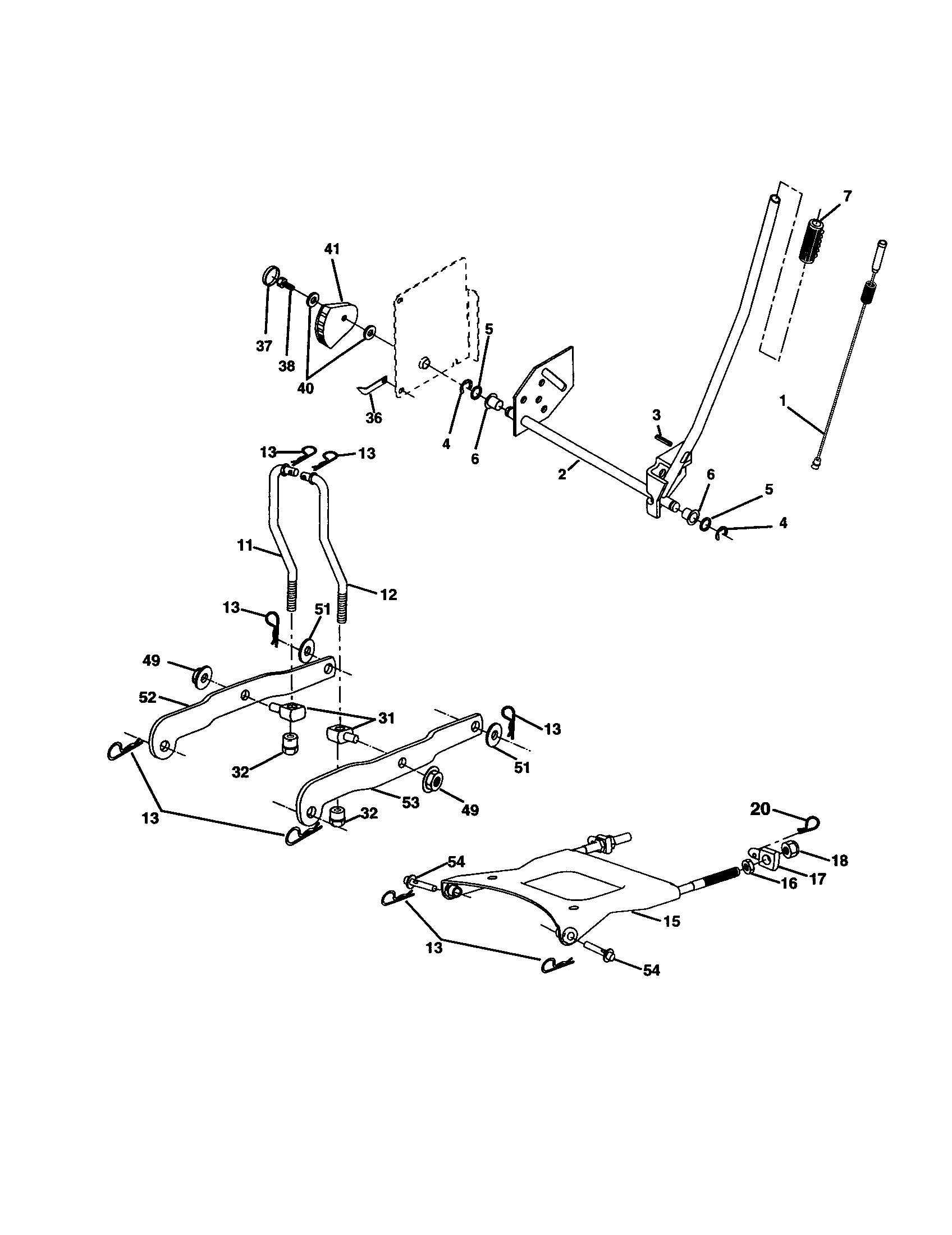 Lift Assembly Diagram and Parts List for 917277080  Craftsman Lawn Tractor