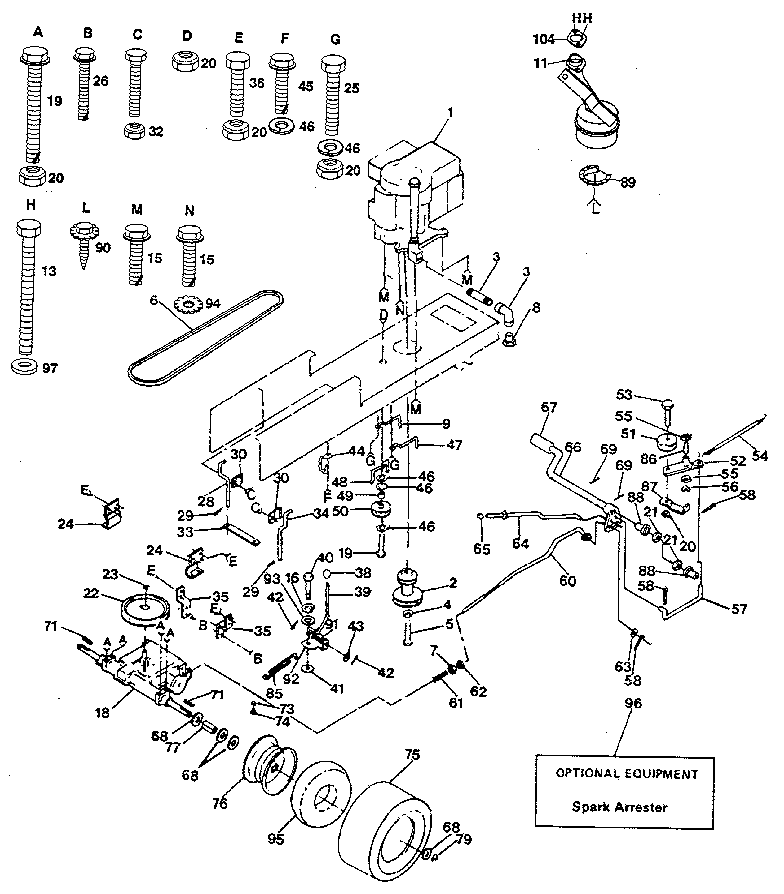 Drive Diagram and Parts List for 917255510  Craftsman Lawn Tractor