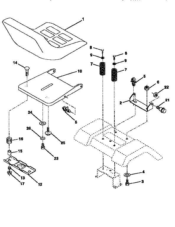 Seat Assembly Diagram and Parts List for 917256511  Craftsman Lawn Tractor