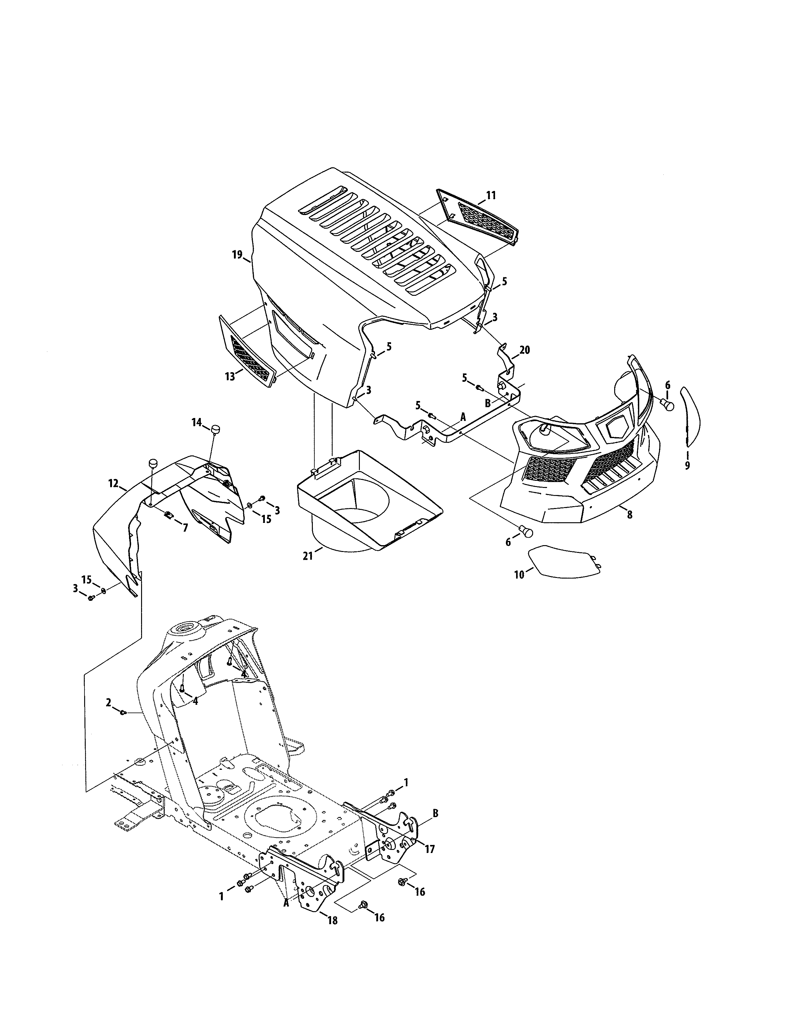 Hood//bumper Diagram and Parts List for 247203706  Craftsman Lawn Tractor