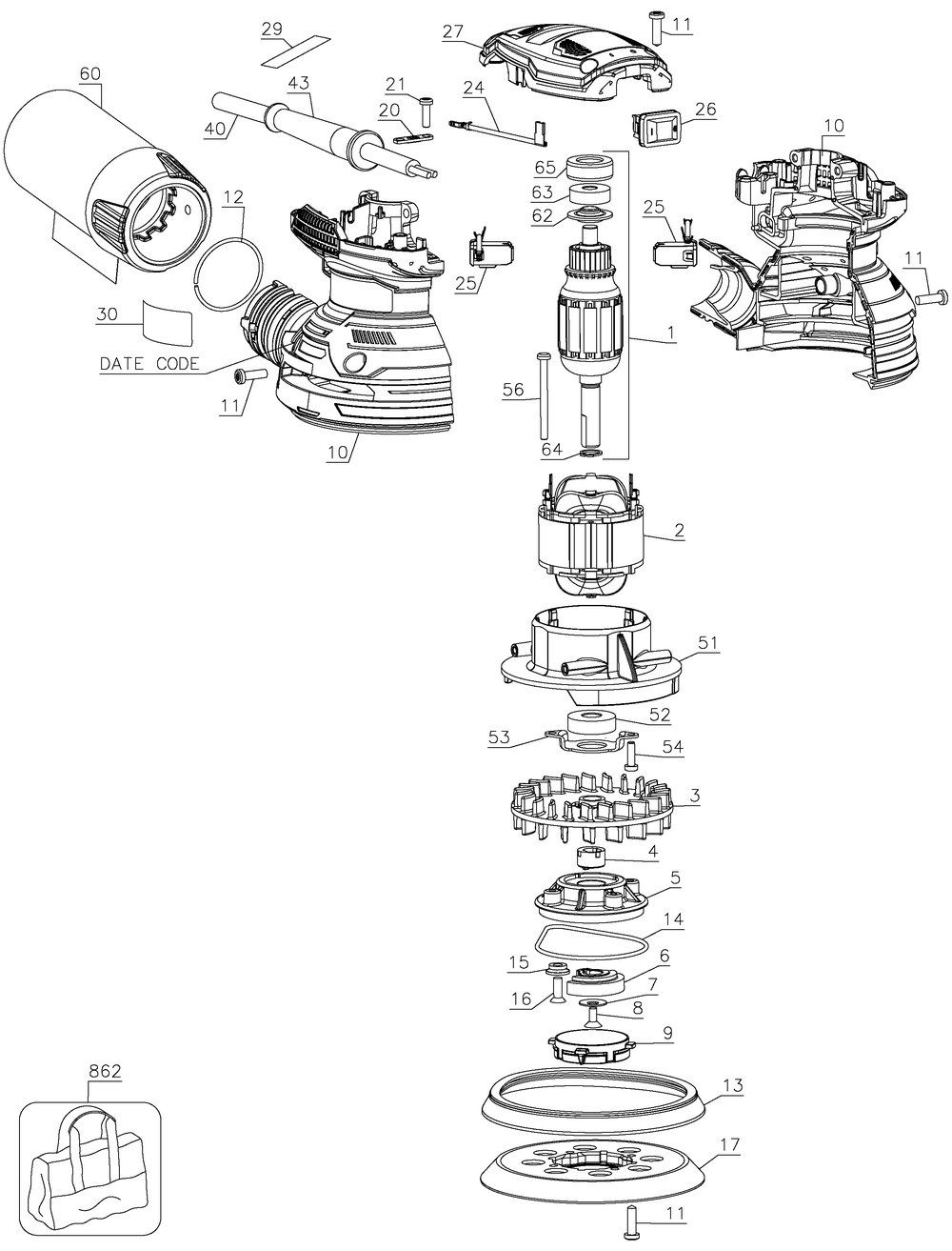 Diagram Diagram and Parts List for CMEW231 Type 1 Craftsman Orbital or Palm Sander