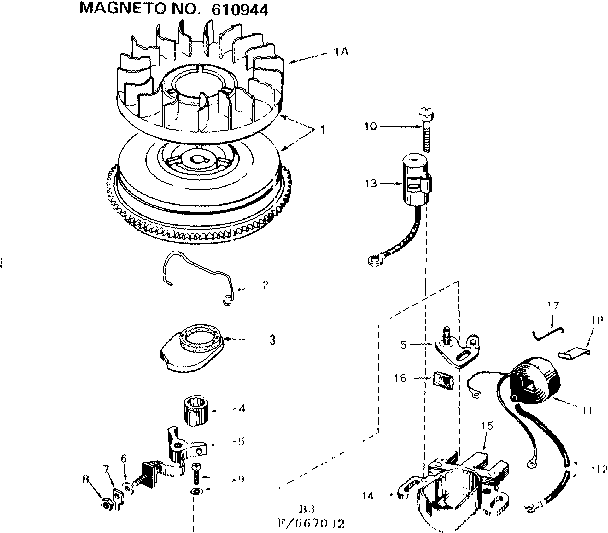 Magneto Diagram and Parts List for 143667032  Craftsman Engine