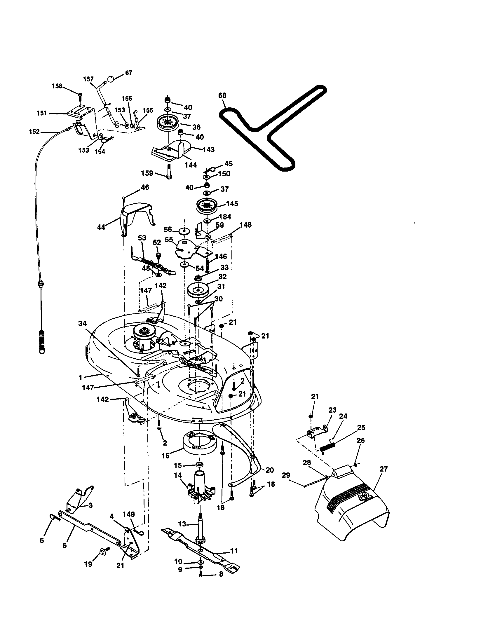 Mower Deck Diagram and Parts List for 917272353  Craftsman Lawn Tractor