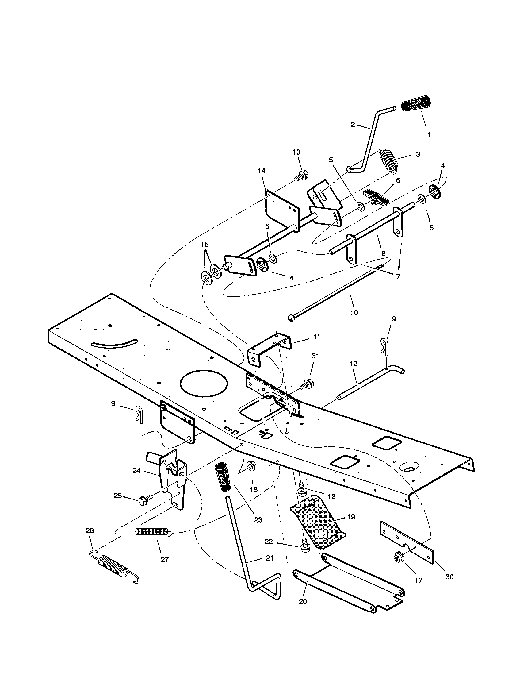 Mower Housing Suspension Diagram and Parts List for 536270301  Craftsman Engine