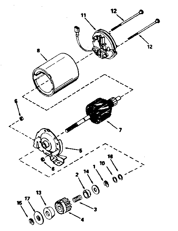 Electric Starter Motor Diagram and Parts List for 143354302  Craftsman Engine