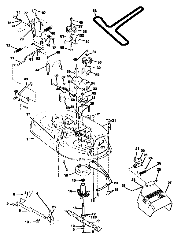 Mower Diagram and Parts List for 917258501  Craftsman Lawn Tractor
