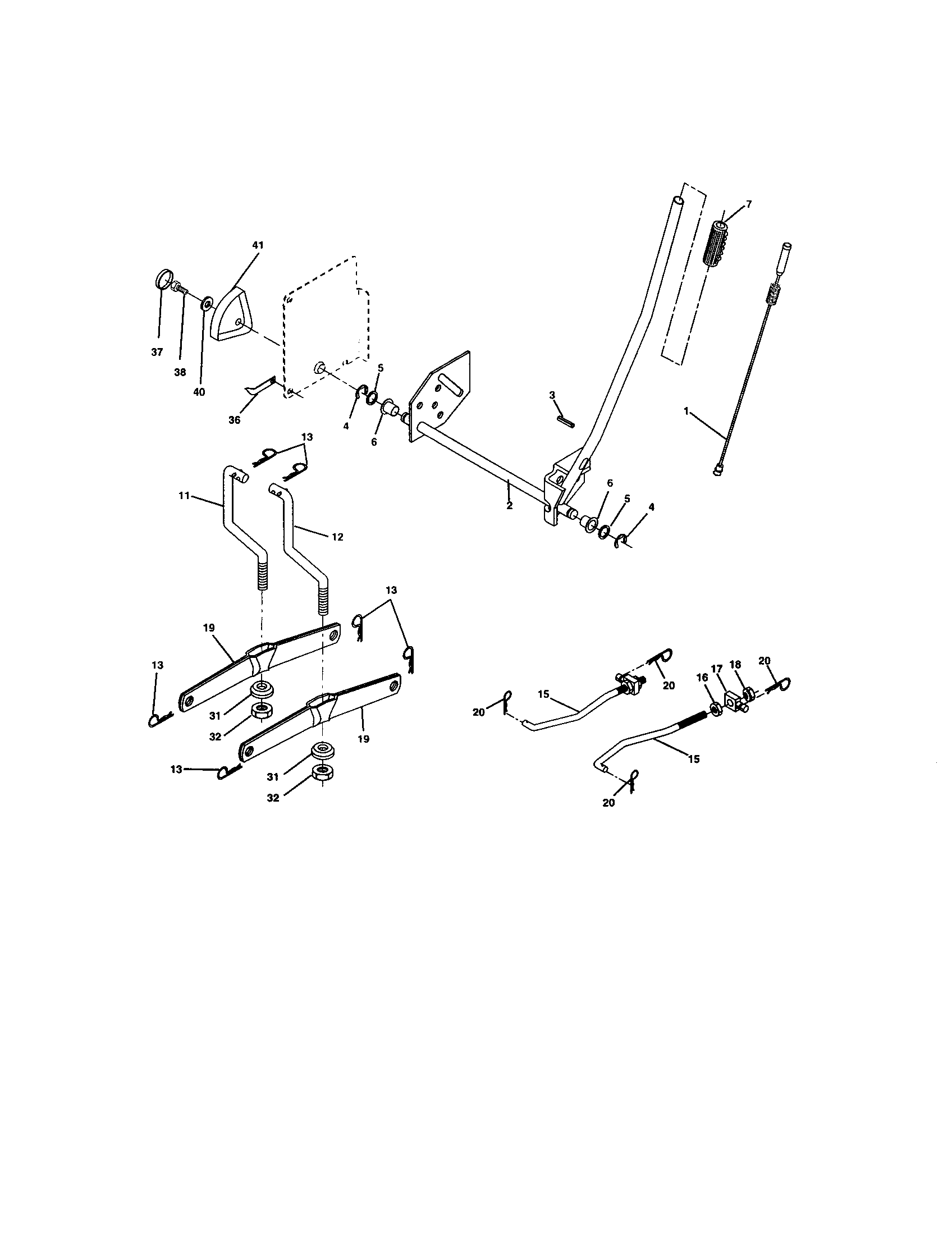 Lift Assembly Diagram and Parts List for 9172736405  Craftsman Lawn Tractor