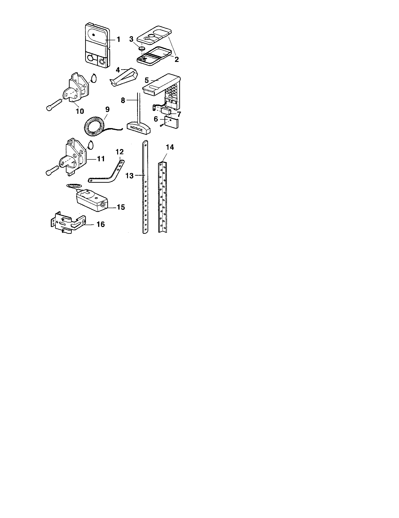 Installation Parts Diagram and Parts List for 13953914D  Craftsman Garage Door Opener