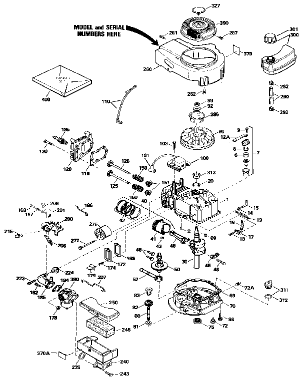 Replacement Parts Diagram and Parts List for 143434142  Craftsman Engine