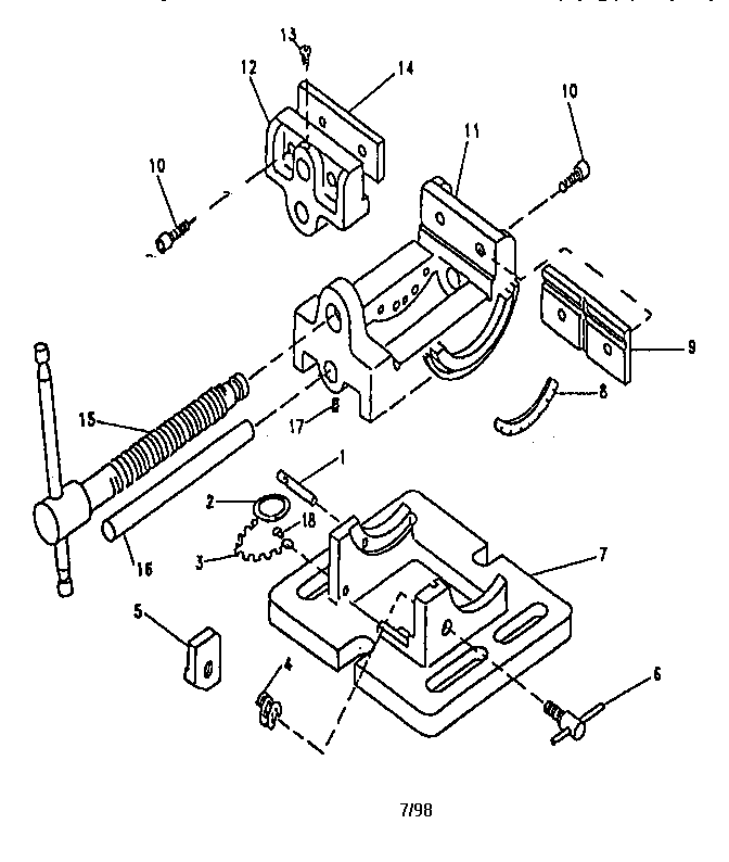 Unit Parts Diagram and Parts List for 351252641  Craftsman Vise