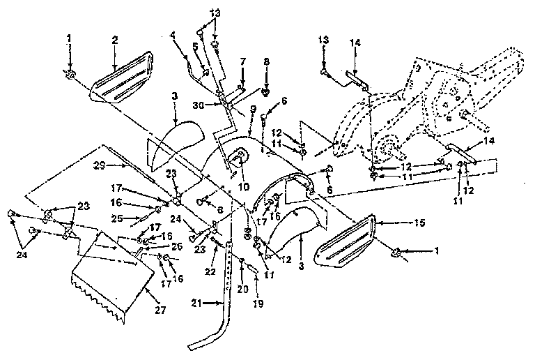 Tine Shield Diagram and Parts List for 917299652  Craftsman Tiller