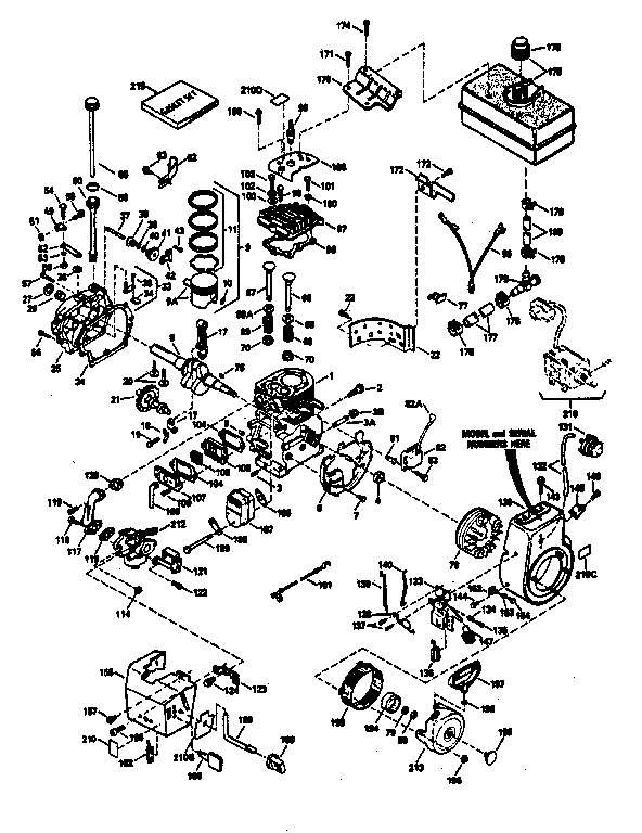 Engine Diagram and Parts List for 143786042  Craftsman Engine