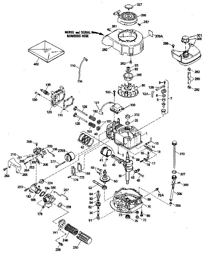 Replacement Parts Diagram and Parts List for 143414042  Craftsman Engine