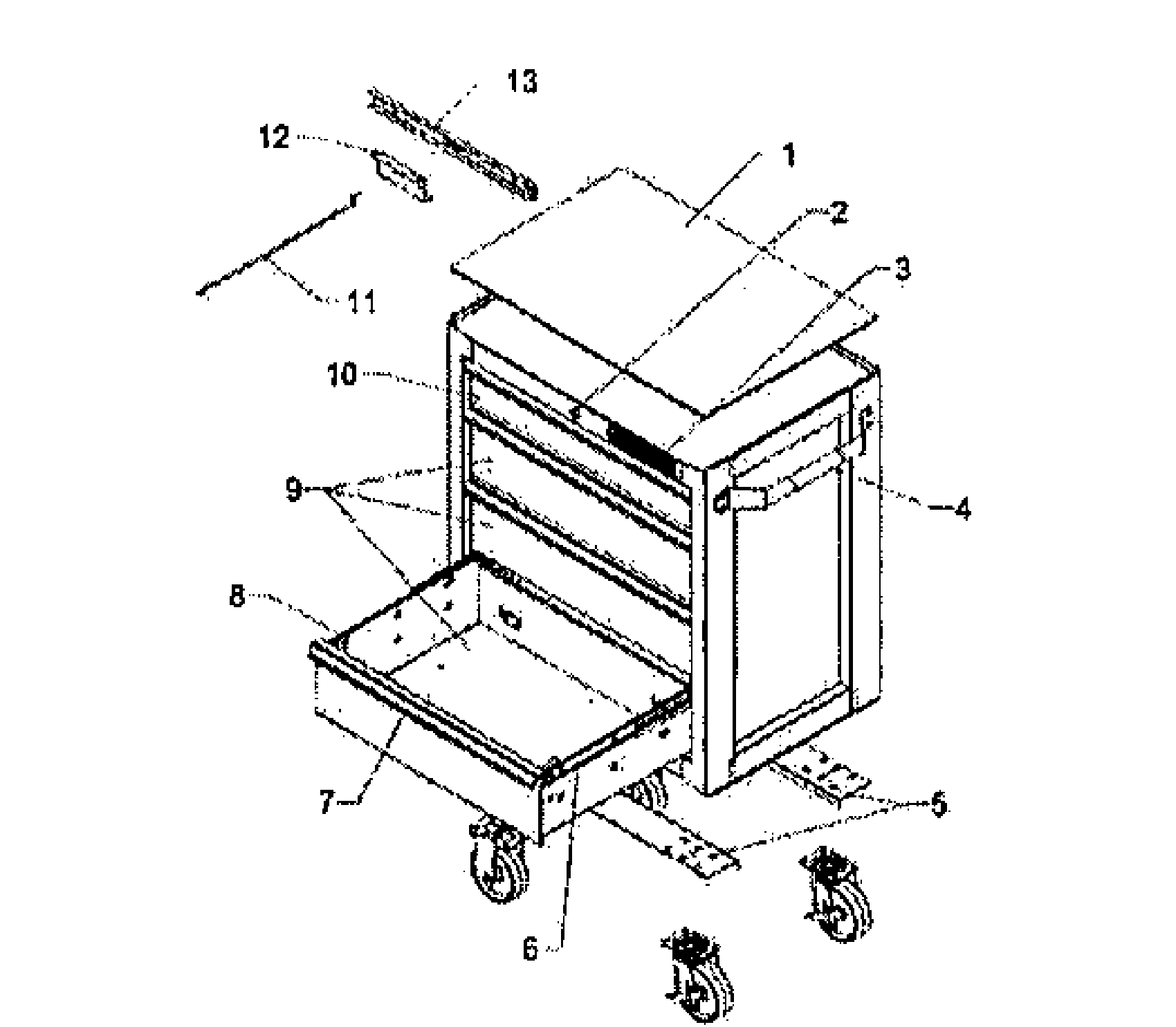 Tool Cabinet Diagram and Parts List for 706539530  Craftsman Tool Stand & Cart