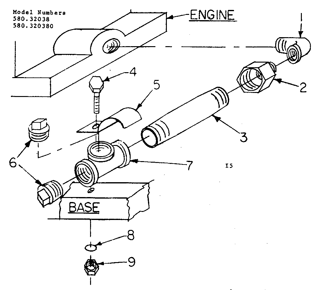 Oil Fill And Drain Diagram and Parts List for 58032038  Craftsman Engine