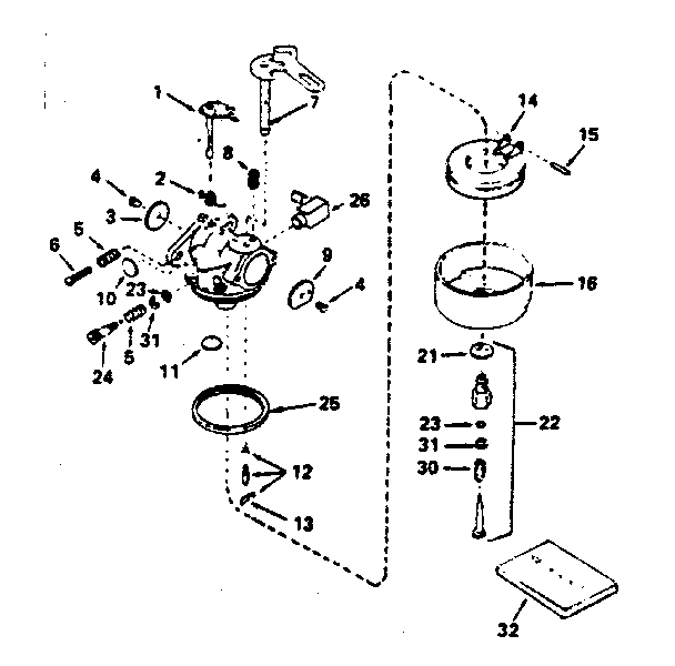 Carburetor Diagram and Parts List for 143760442  Craftsman Engine