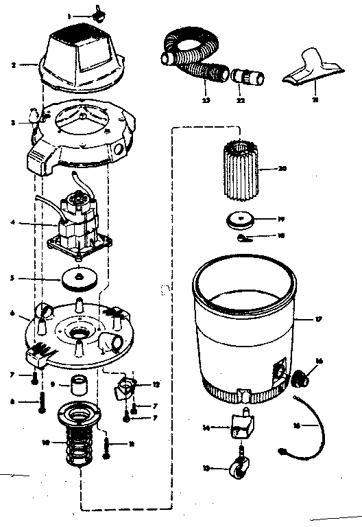 Unit Diagram and Parts List for 113178060  Craftsman Utility Vacuum