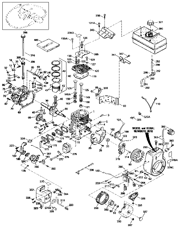 Replacement Parts Diagram and Parts List for 143836032  Craftsman Engine