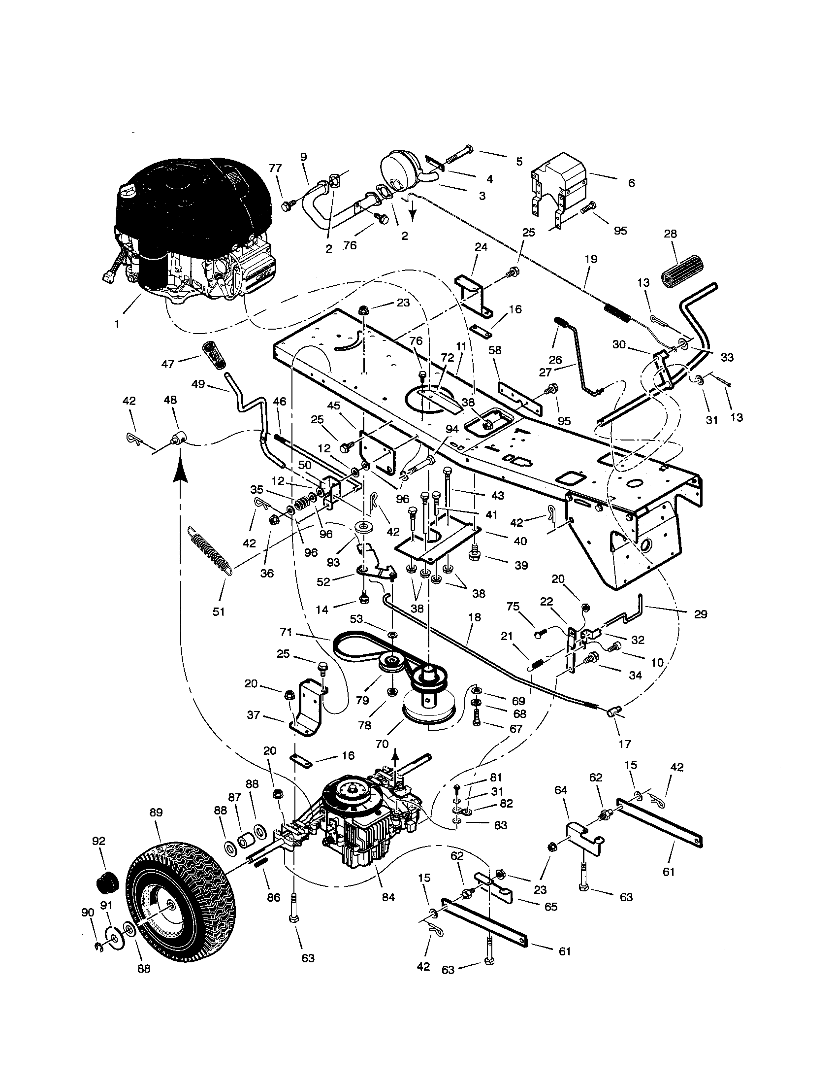 Motion Drive Diagram and Parts List for 536270301  Craftsman Engine