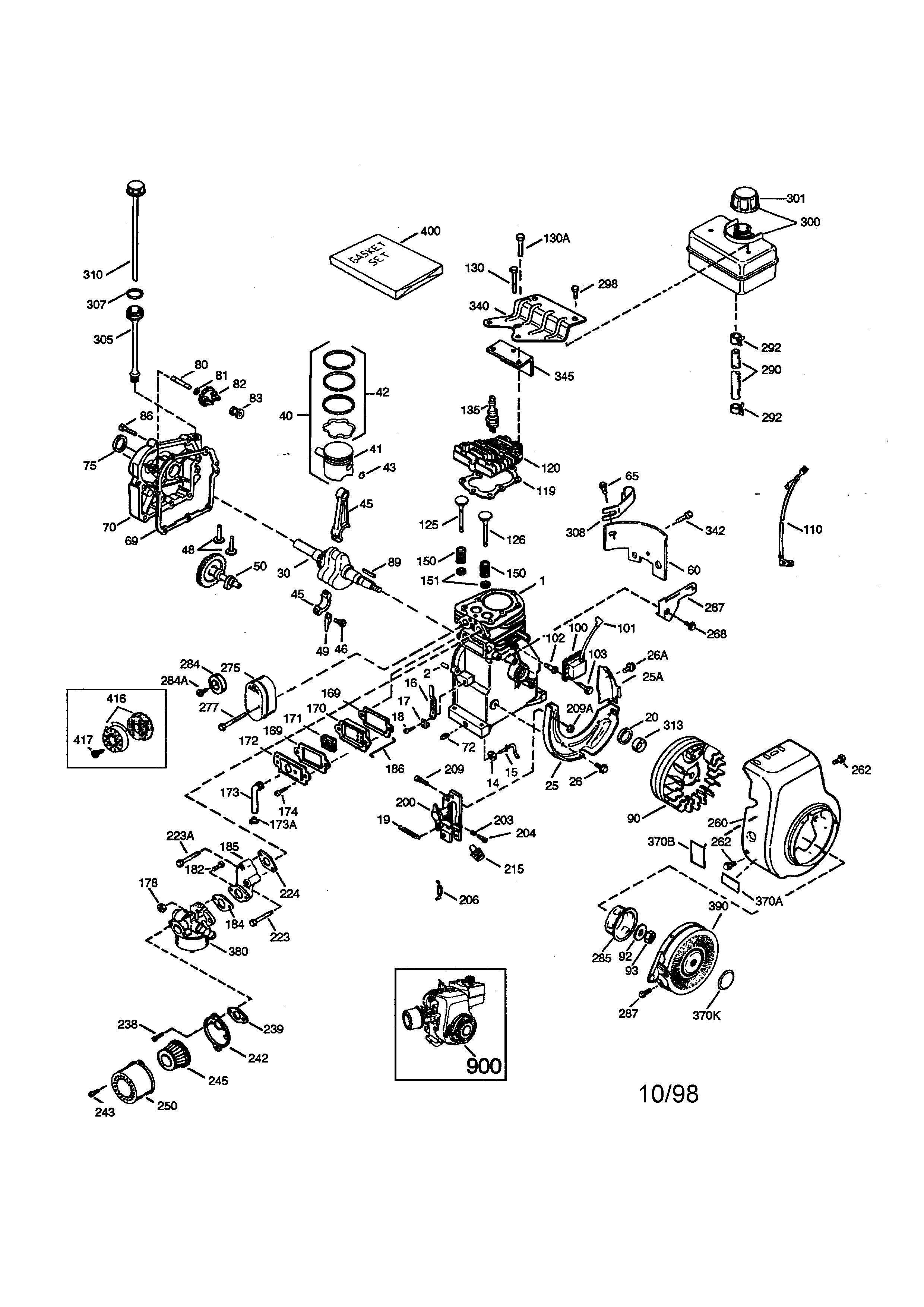 Craftsman 4-cycle Engine Diagram and Parts List for 143993501  Craftsman Engine