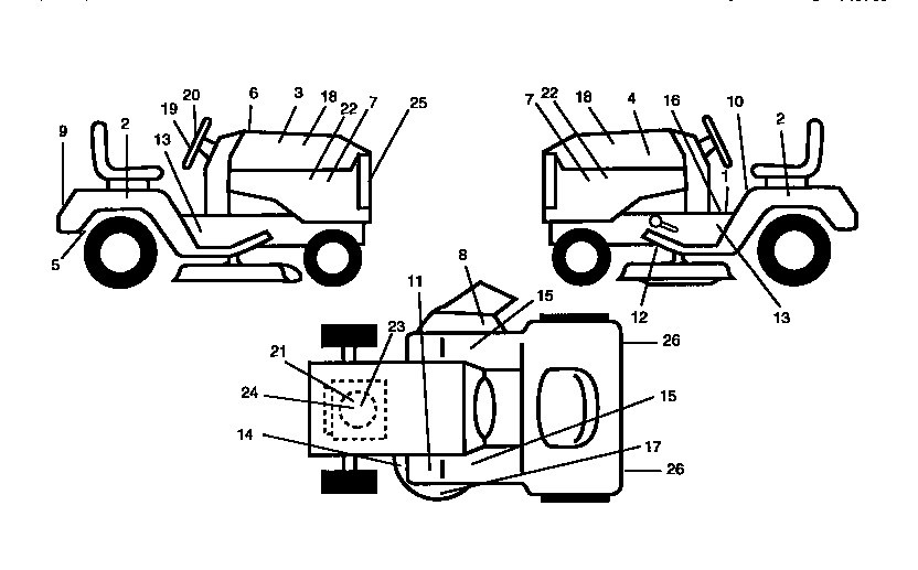 Decals Diagram and Parts List for 917256590  Craftsman Lawn Tractor