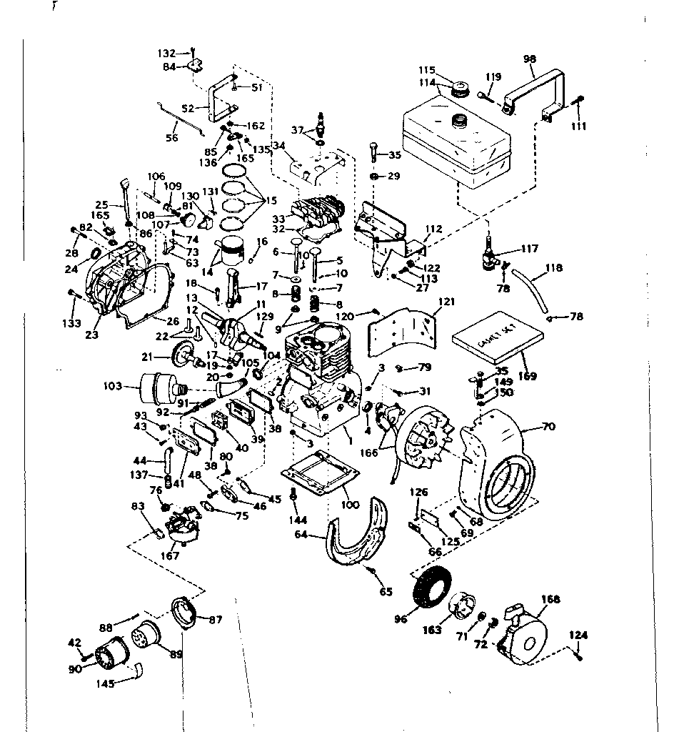 Basic Engine Diagram and Parts List for 143567022  Craftsman Engine