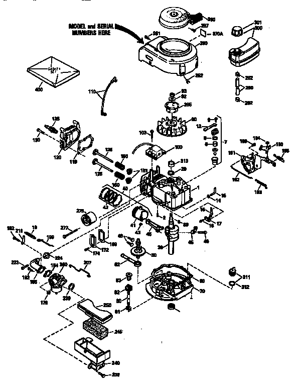 Replacement Parts Diagram and Parts List for 143943514  Craftsman Engine