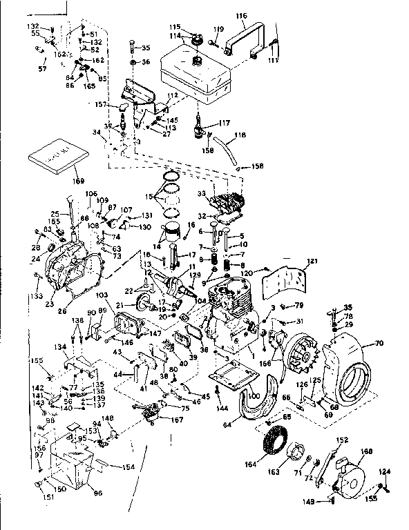 Basic Engine Diagram and Parts List for 143576022  Craftsman Engine