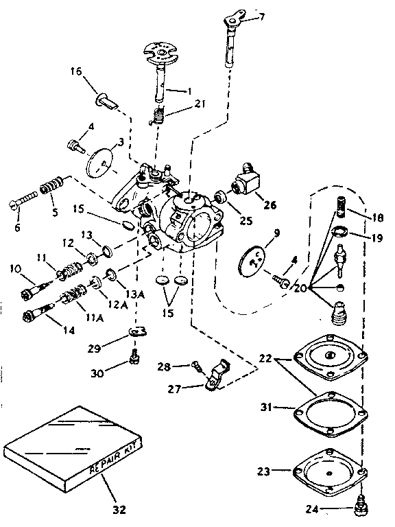 Carburetor No. 631361 Diagram and Parts List for 917351150  Craftsman Chainsaw