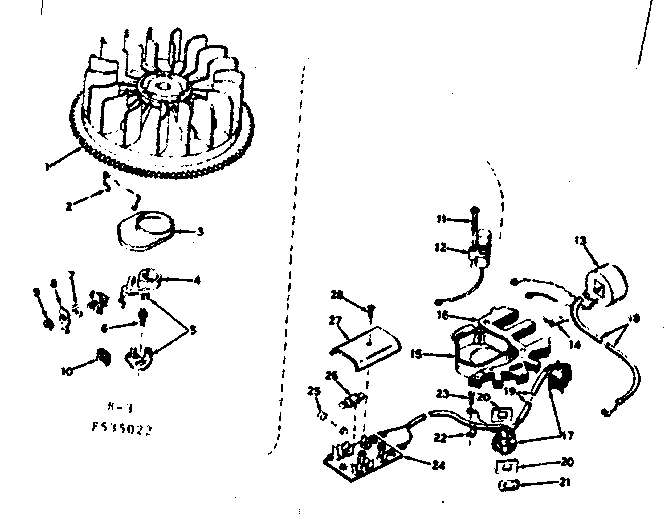 Alternator Magneto Diagram and Parts List for 143535022  Craftsman Engine