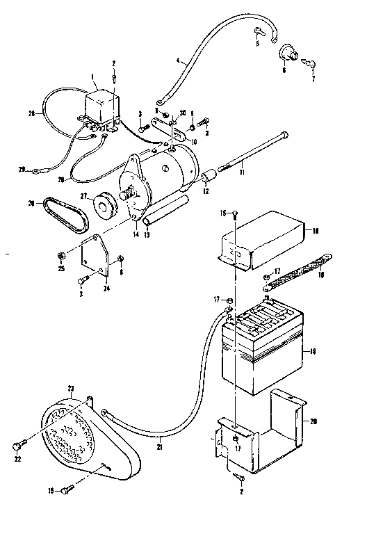 Starter Generator Assembly And Battery Diagram and Parts List for 1318450  Craftsman Lawn Mower