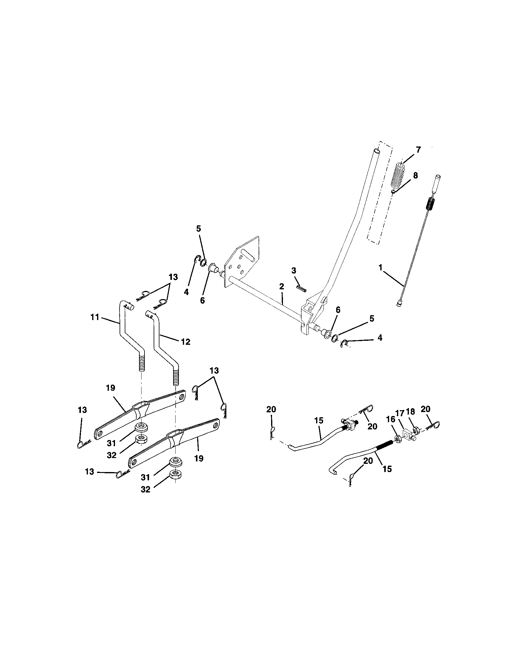 Lift Assembly Diagram and Parts List for 917271662  Craftsman Lawn Tractor