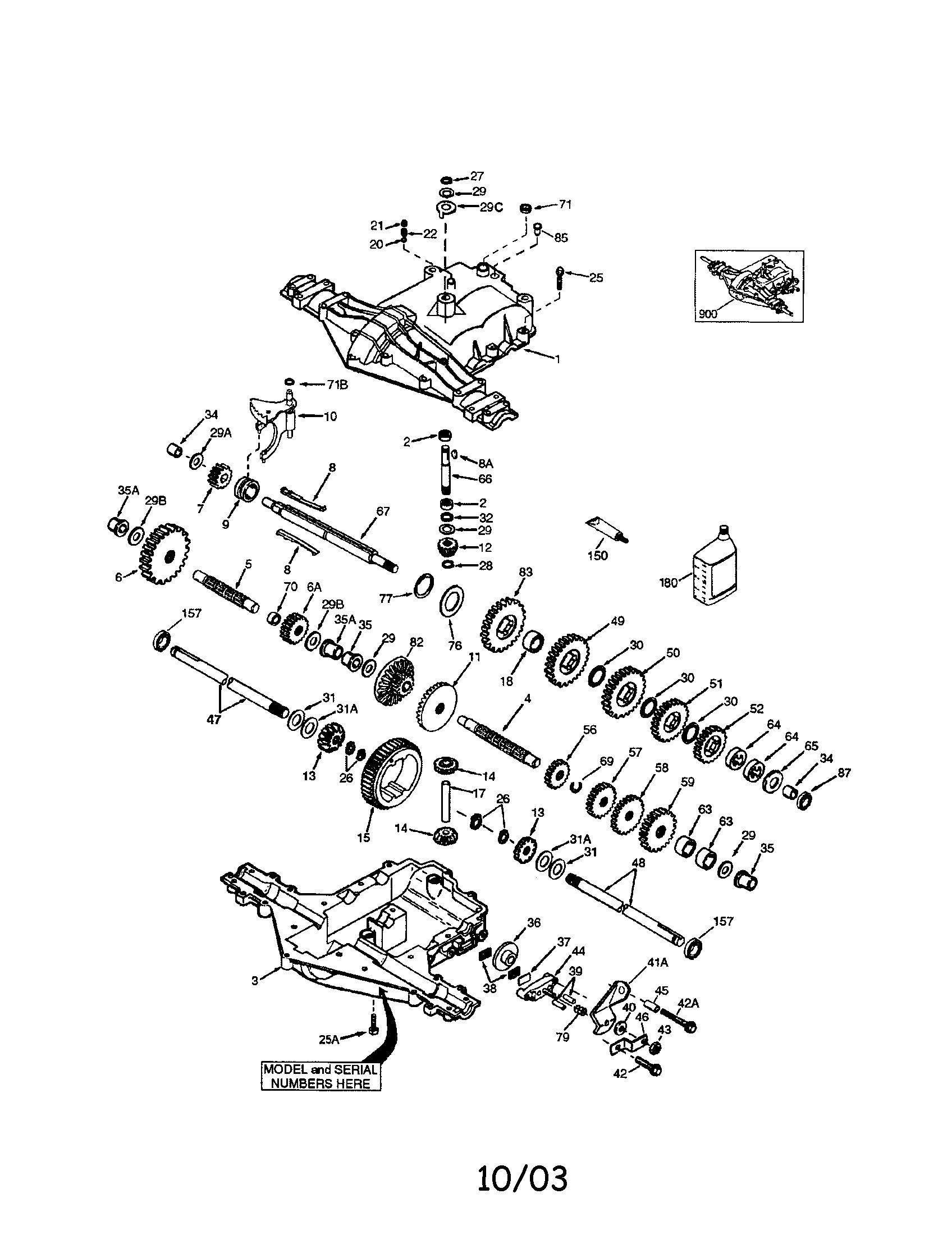 Peerless Transaxle Diagram and Parts List for 143204-506B  Craftsman Lawn Tractor
