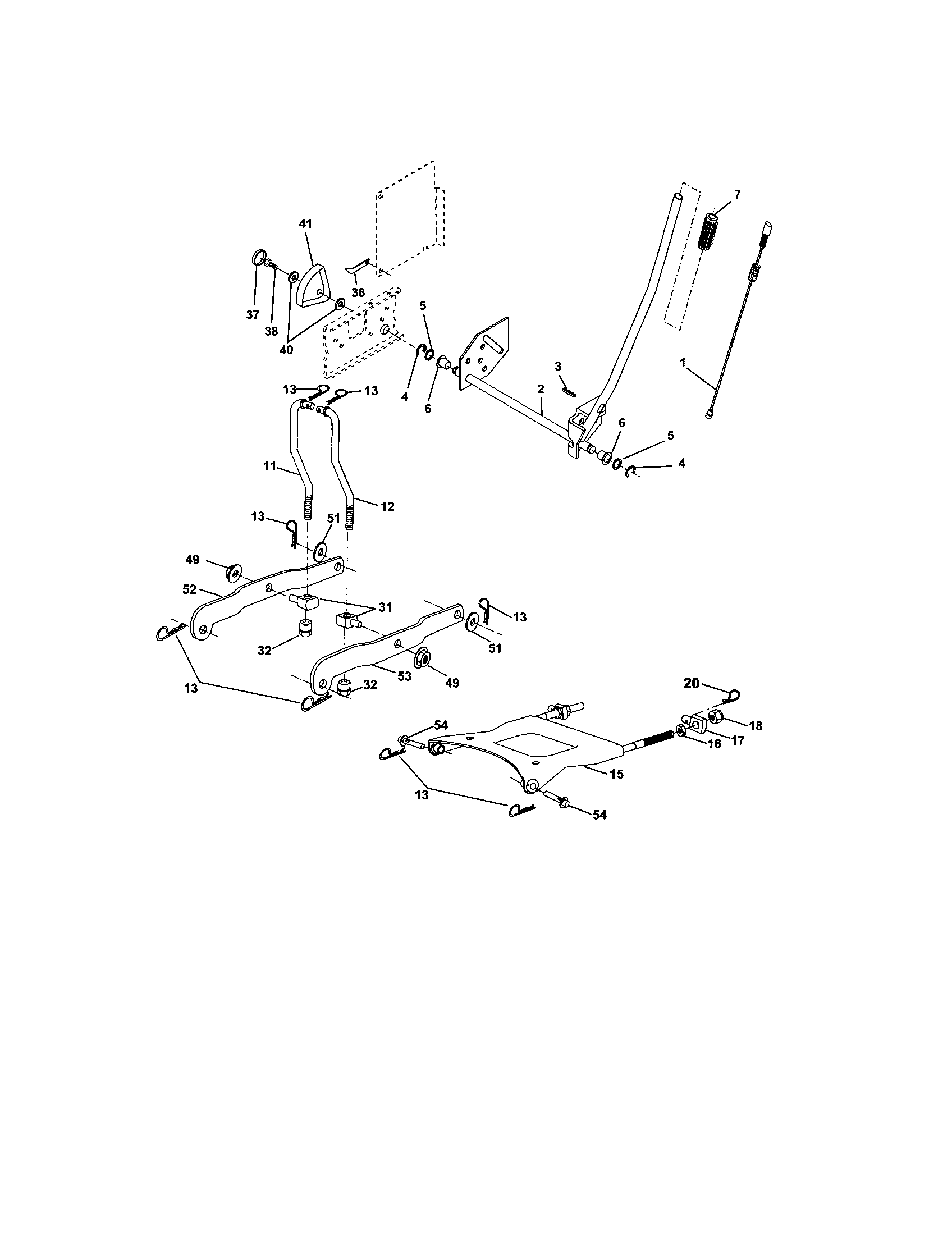 Lift Assembly Diagram and Parts List for 917273623  Craftsman Lawn Tractor