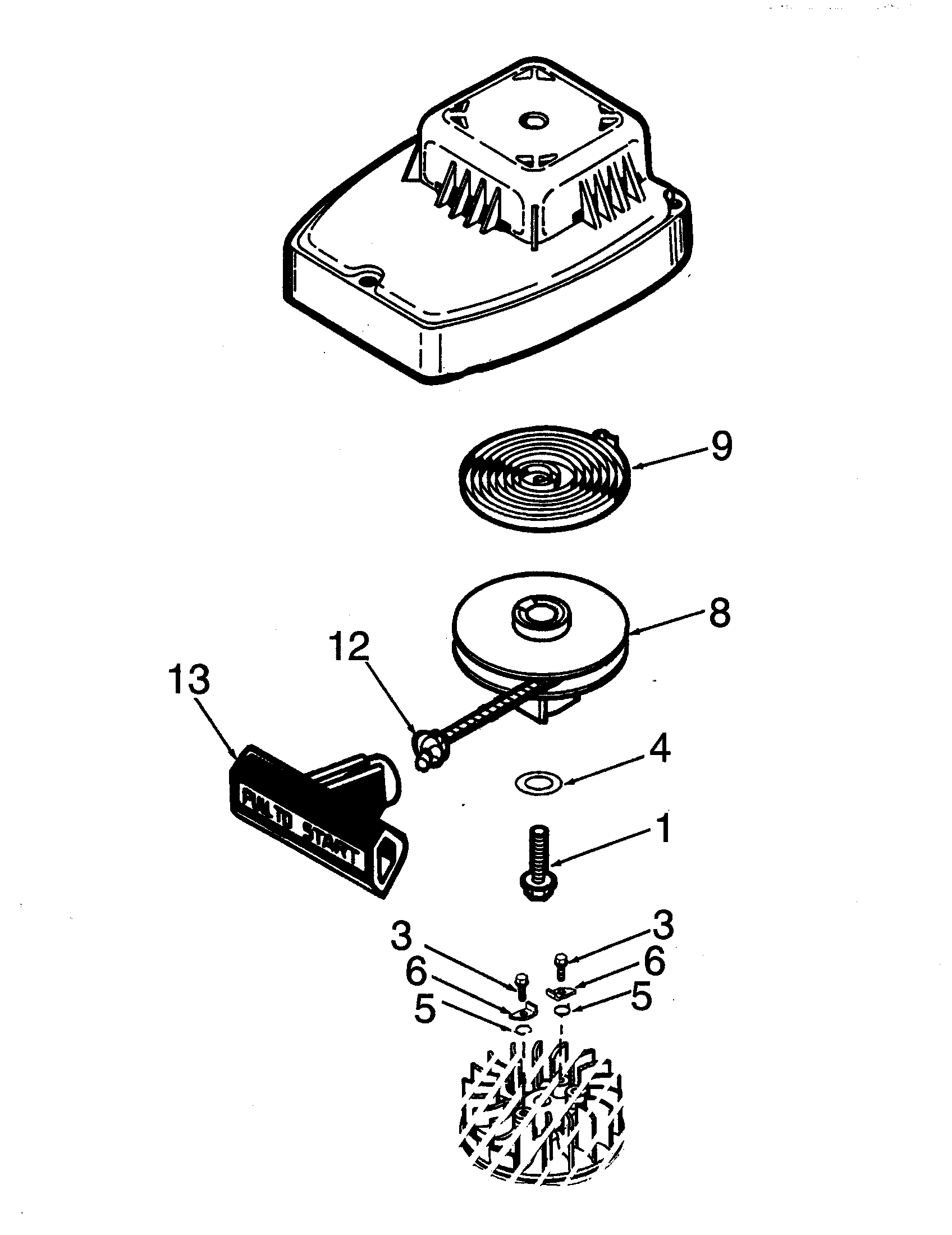 Recoil Starter Diagram and Parts List for 143012070  Craftsman Engine