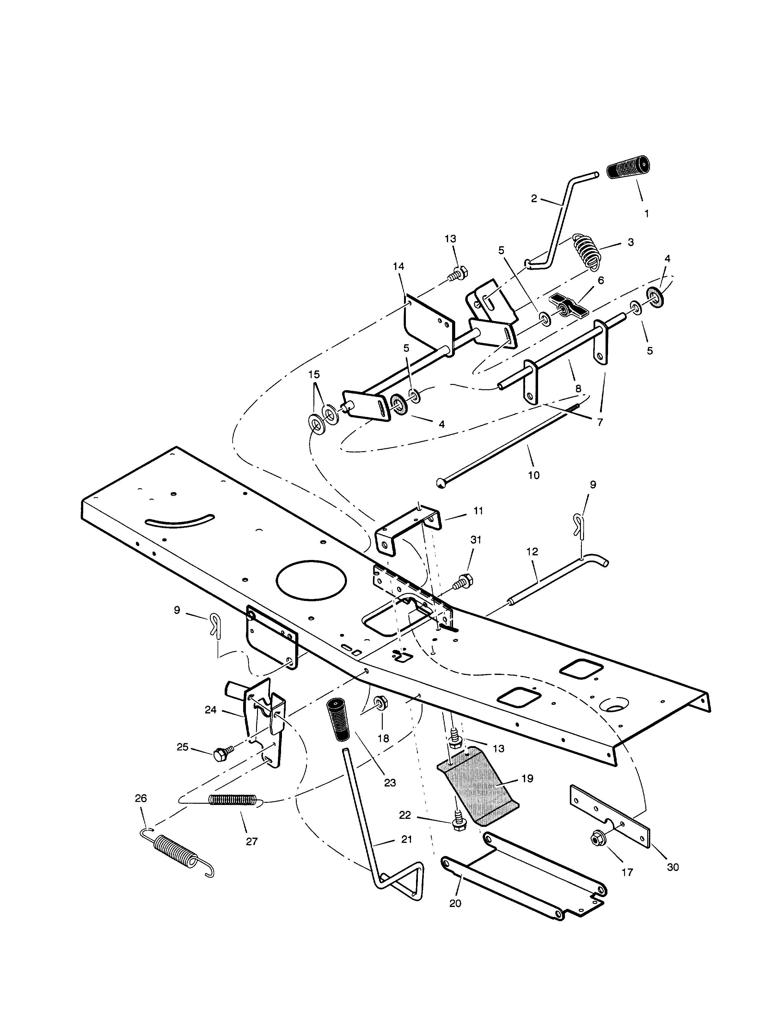 Mower Housing Suspension Diagram and Parts List for 536270300  Craftsman Engine