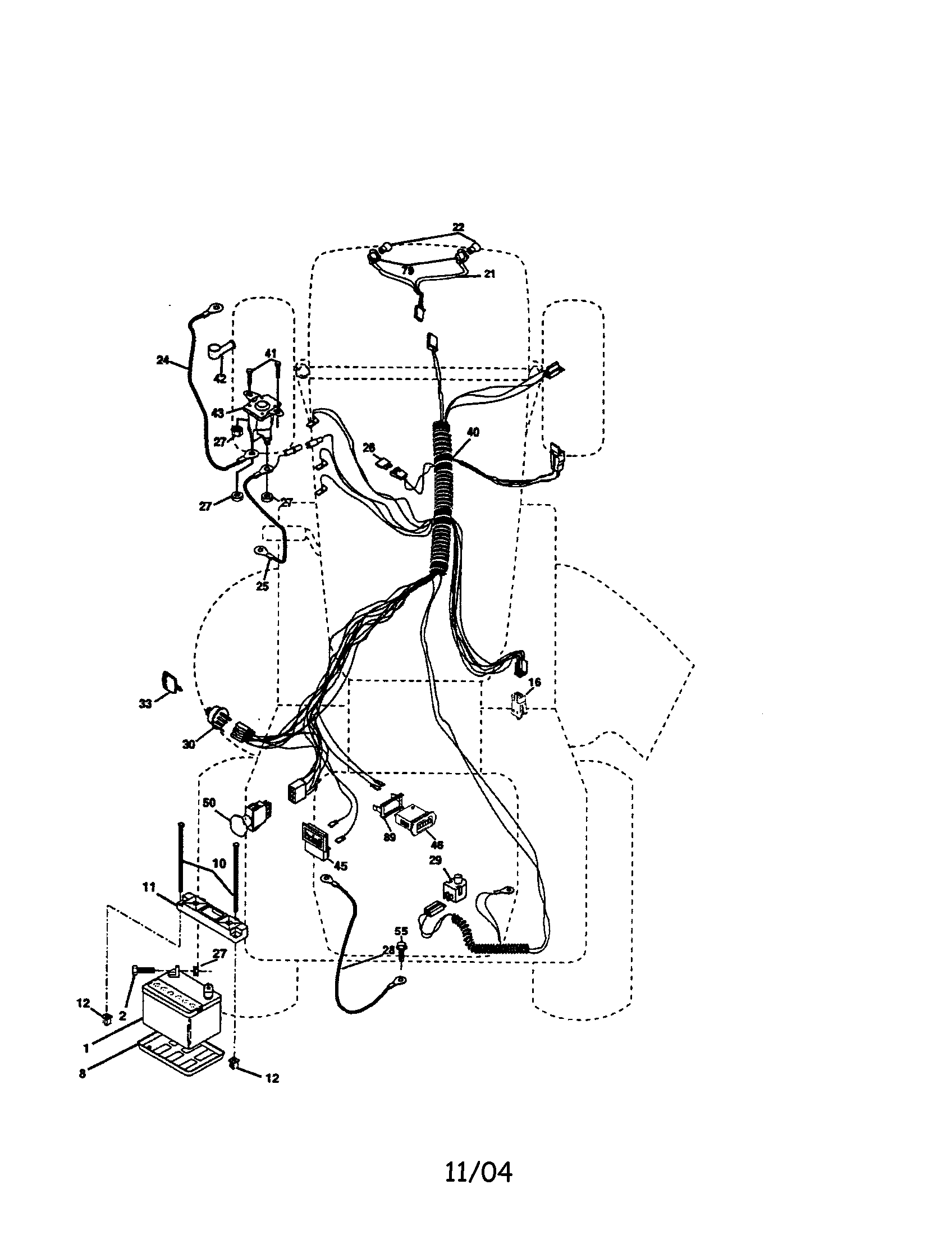Electrical Diagram and Parts List for 917274033  Craftsman Lawn Tractor