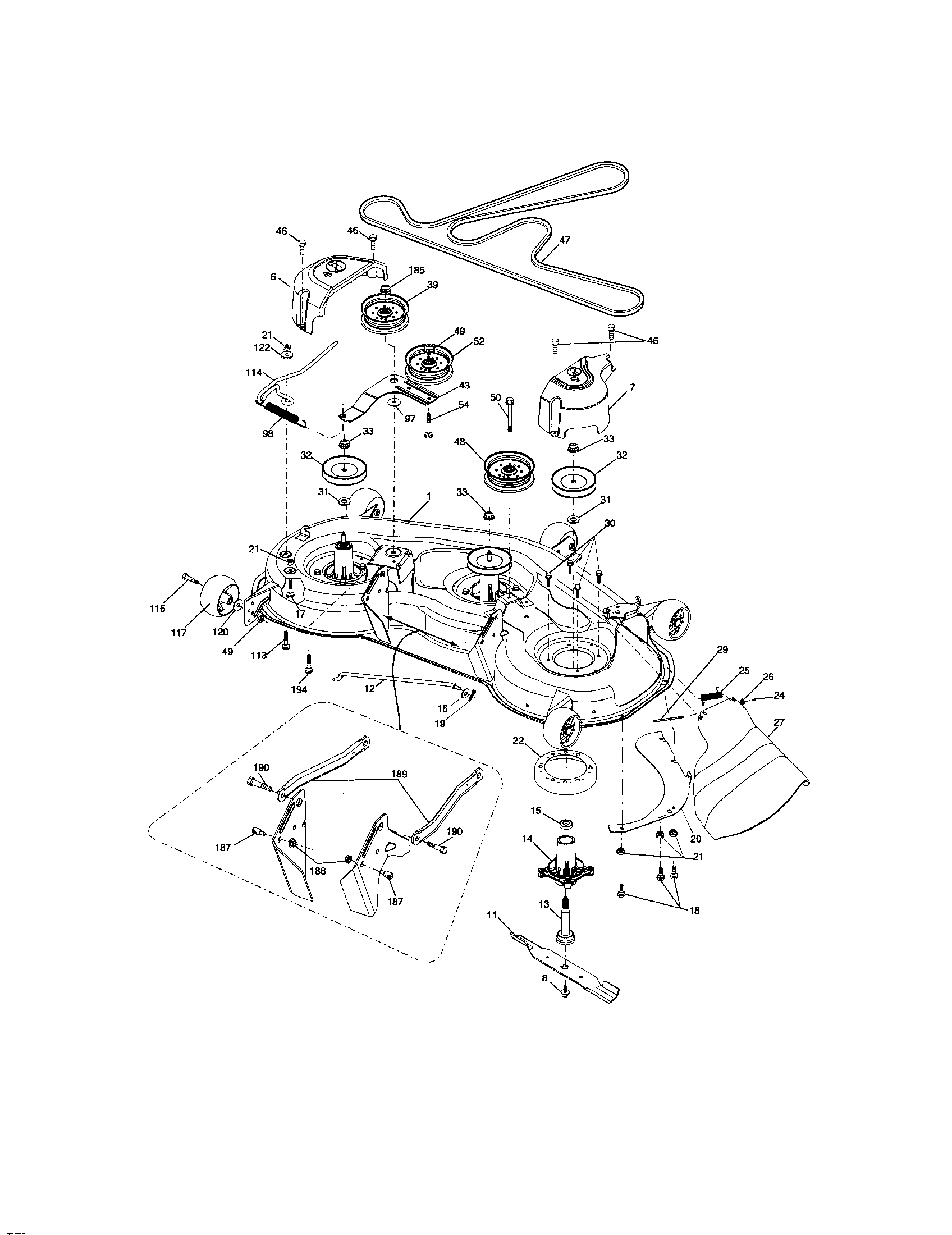 Mower Deck Diagram and Parts List for 917276841  Craftsman Lawn Tractor