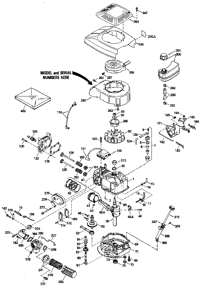 Replacement Parts Diagram and Parts List for 143414642  Craftsman Engine