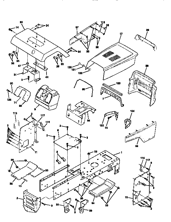 Chassis And Enclosures Diagram and Parts List for 917256590  Craftsman Lawn Tractor