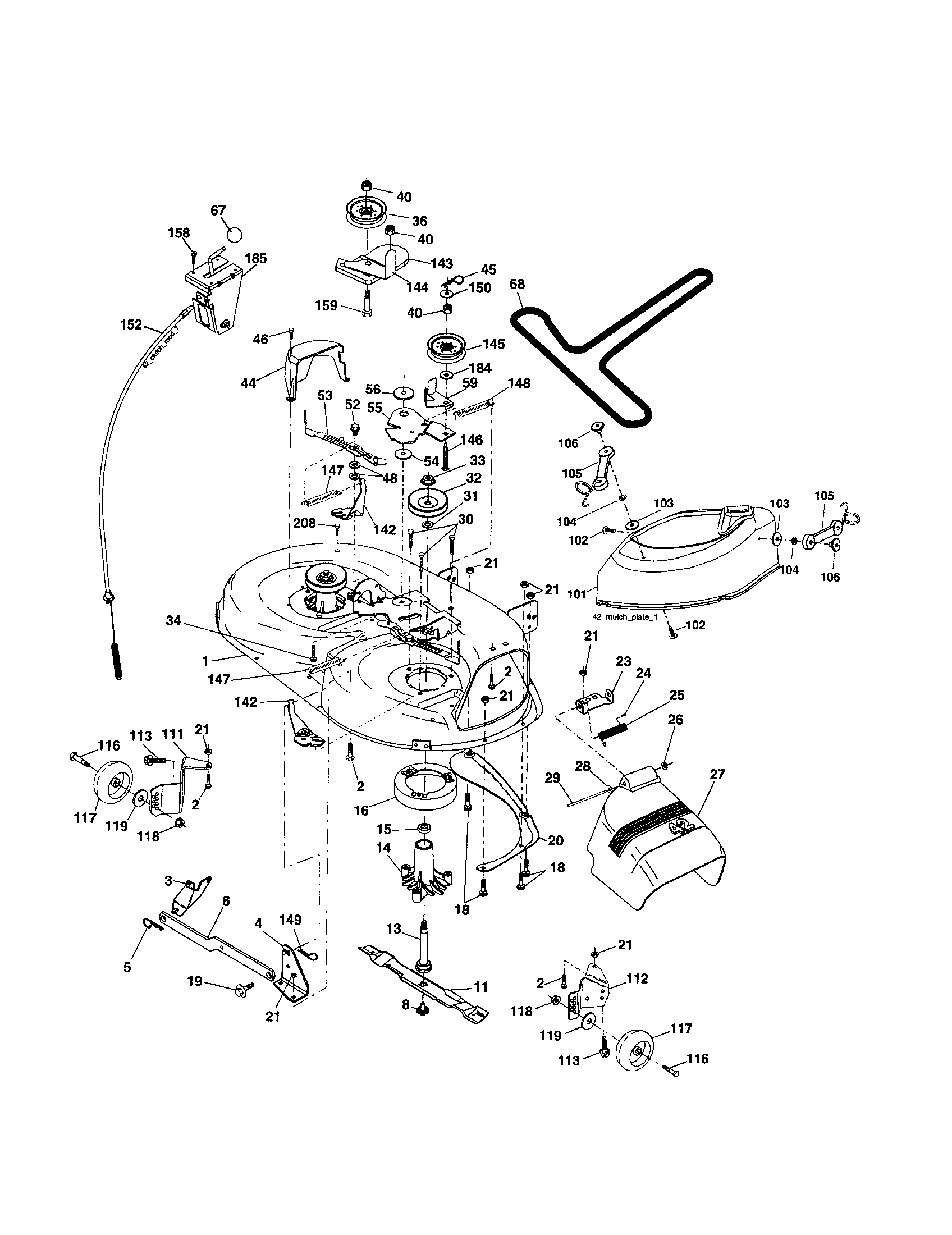 Mower Deck Diagram and Parts List for 917256721  Craftsman Lawn Tractor