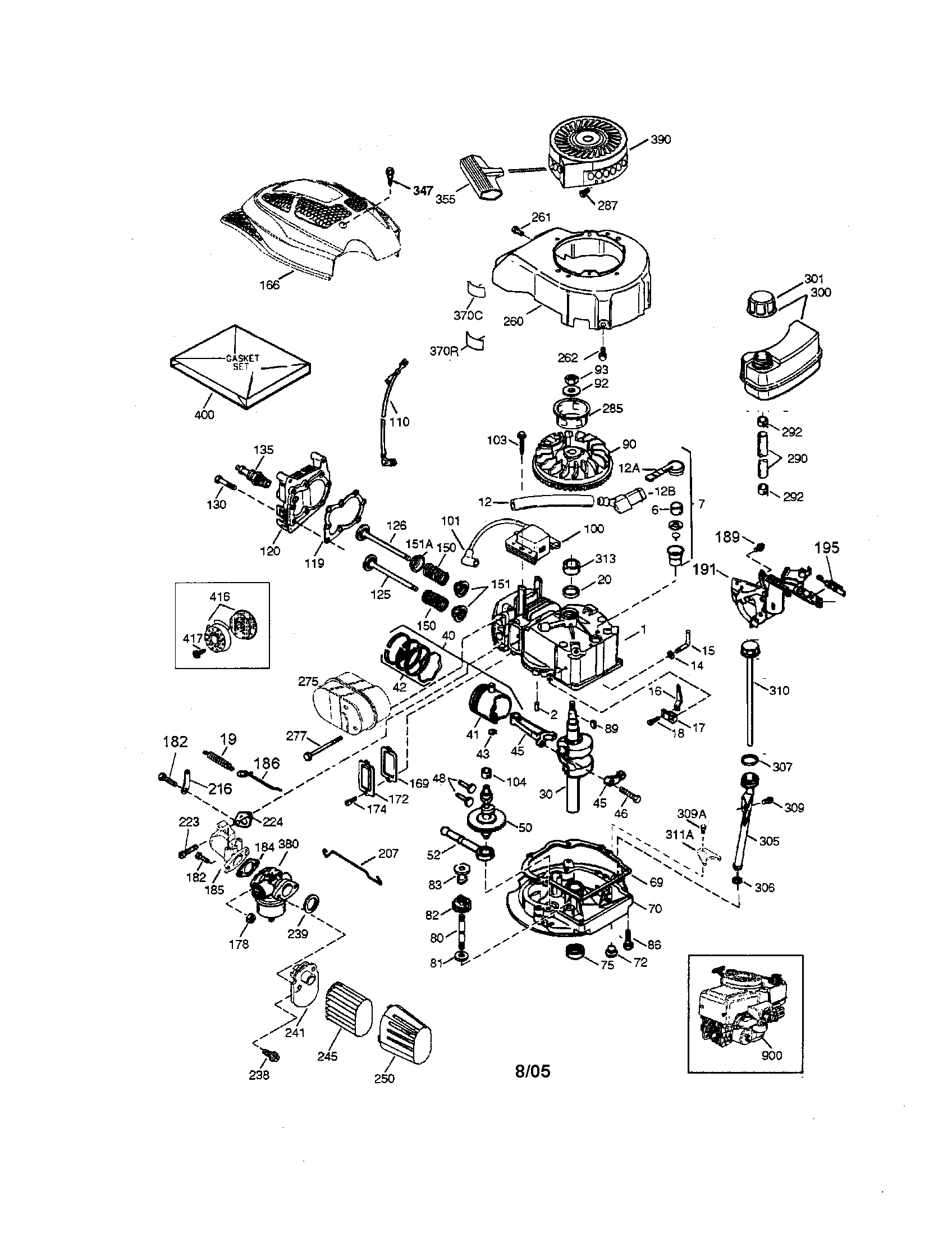Tecumseh Engine Diagram and Parts List for 143056700  Craftsman Engine