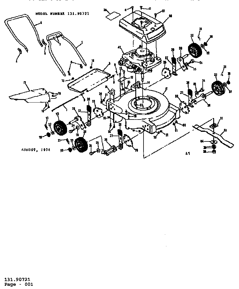 Replacement Parts Diagram and Parts List for 13190721  Craftsman Lawn Mower